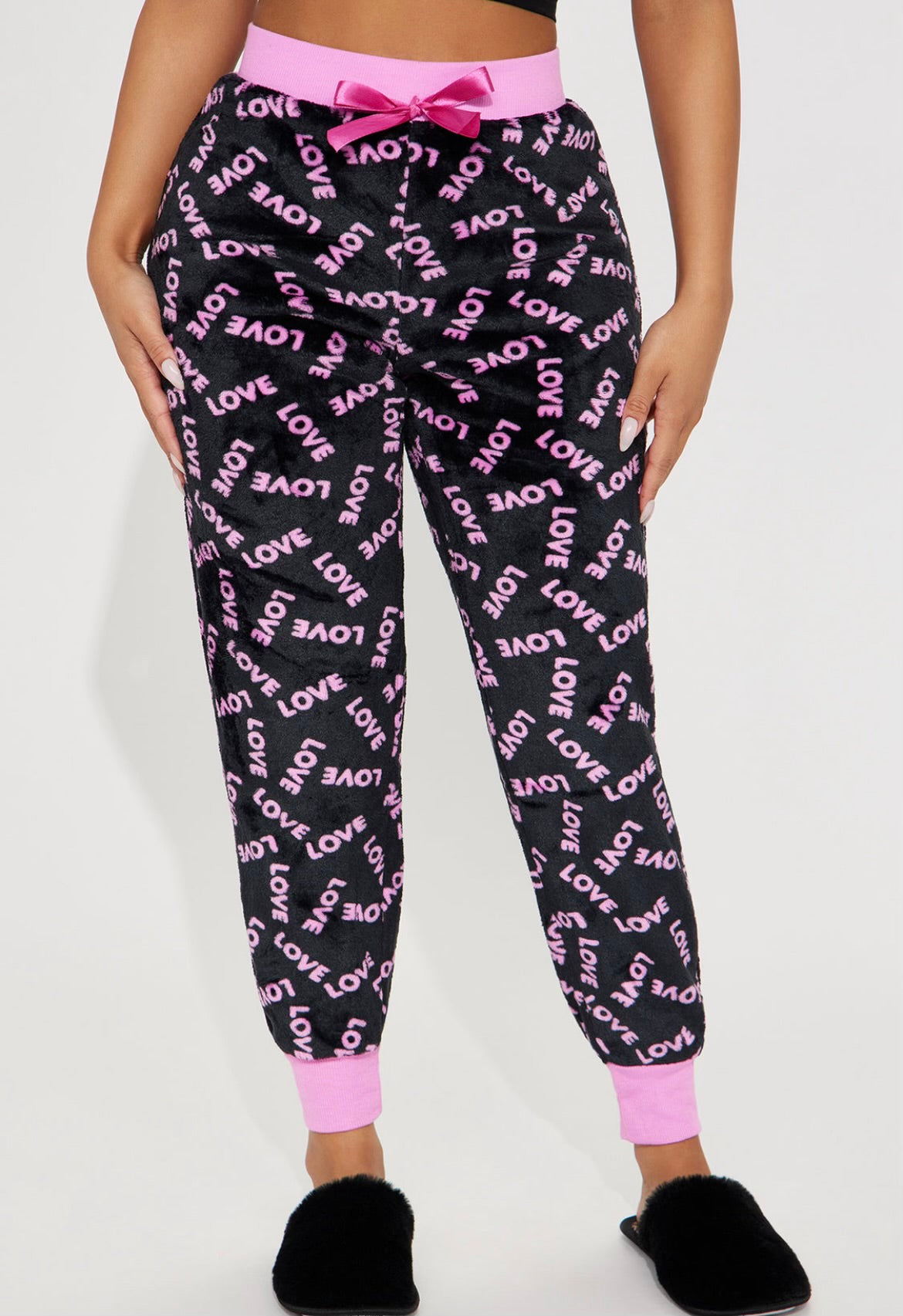 Love Love Pink and Black Pajama Bottom