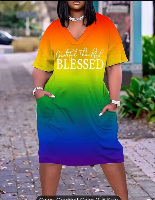 Rainbow Grateful, Thankful Blessed Dress