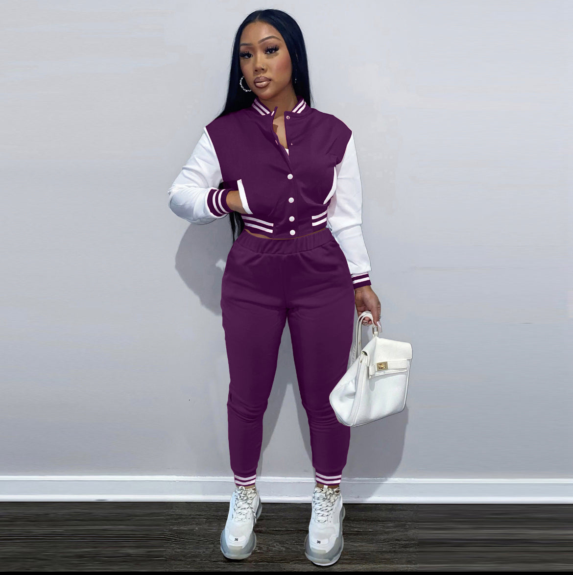 Two Piece Woman Outfit in Purple